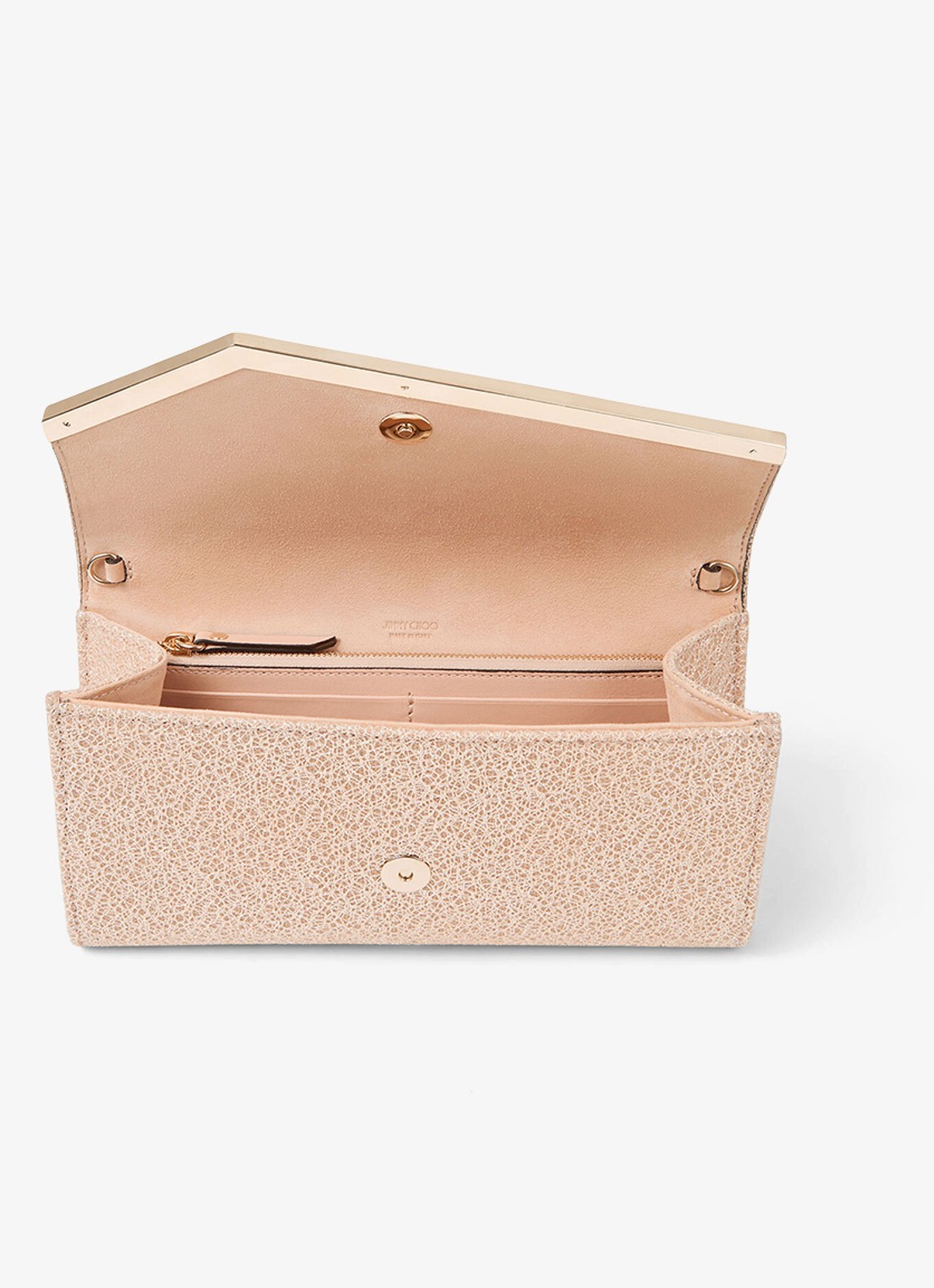 Jimmy Choo Emmie Clutch met glitter en afneembare schouderriem - detail 3 beige