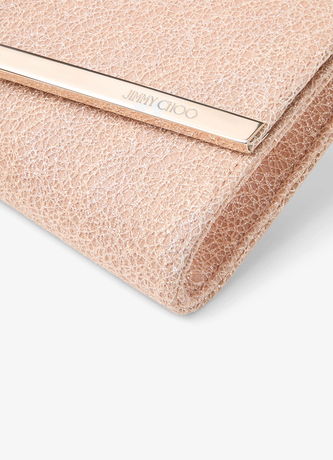 Jimmy Choo Emmie Clutch met glitter en afneembare schouderriem - detail 4 beige