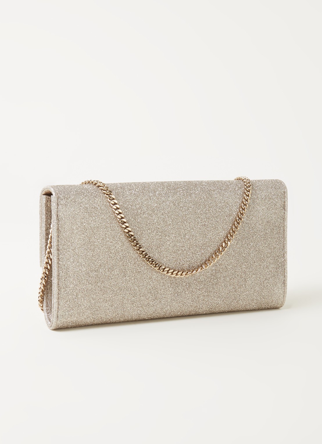 Jimmy Choo Emmie clutch met glitter - achterkant goud