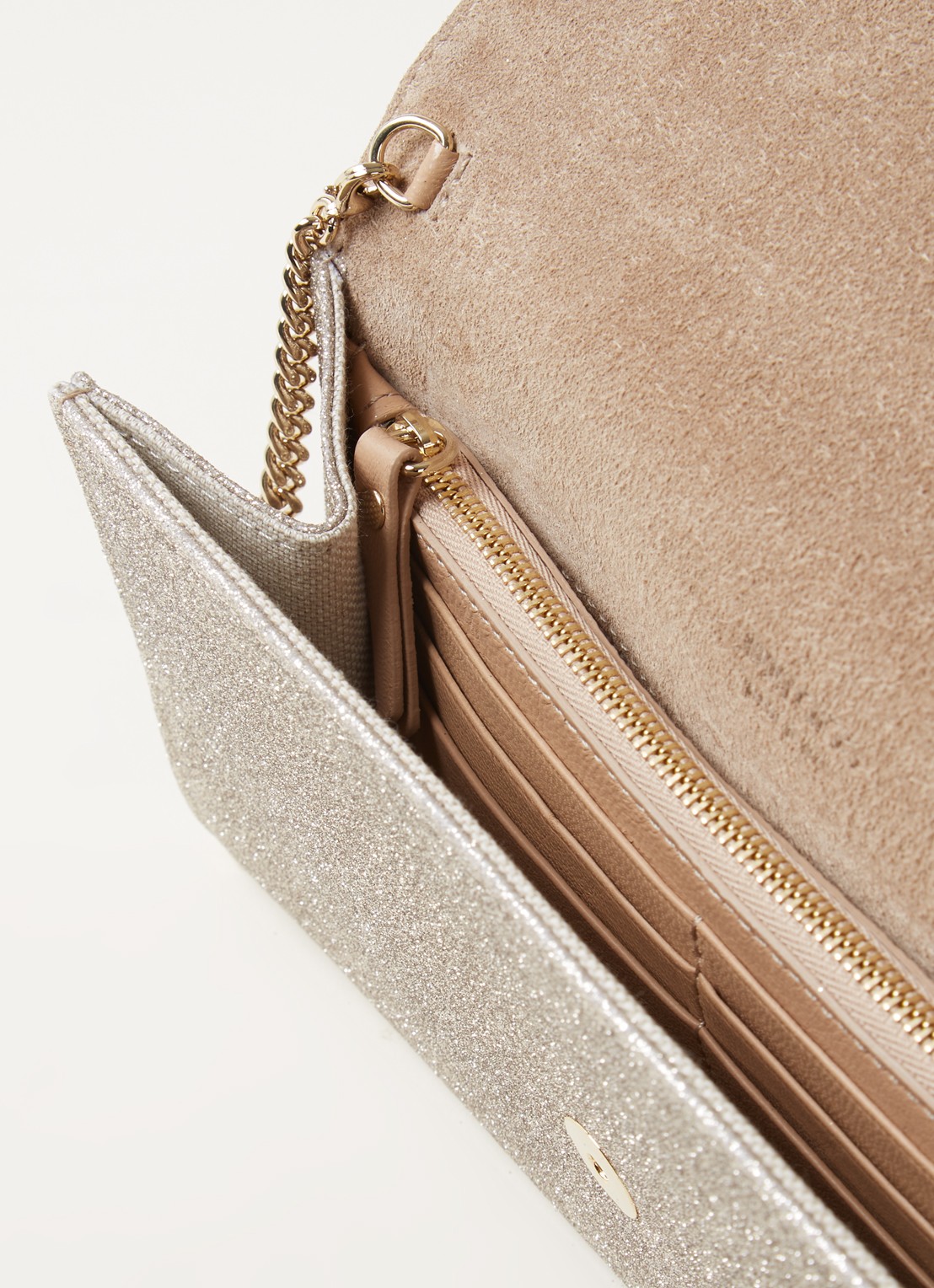 Jimmy Choo Emmie clutch met glitter - detail 2 goud