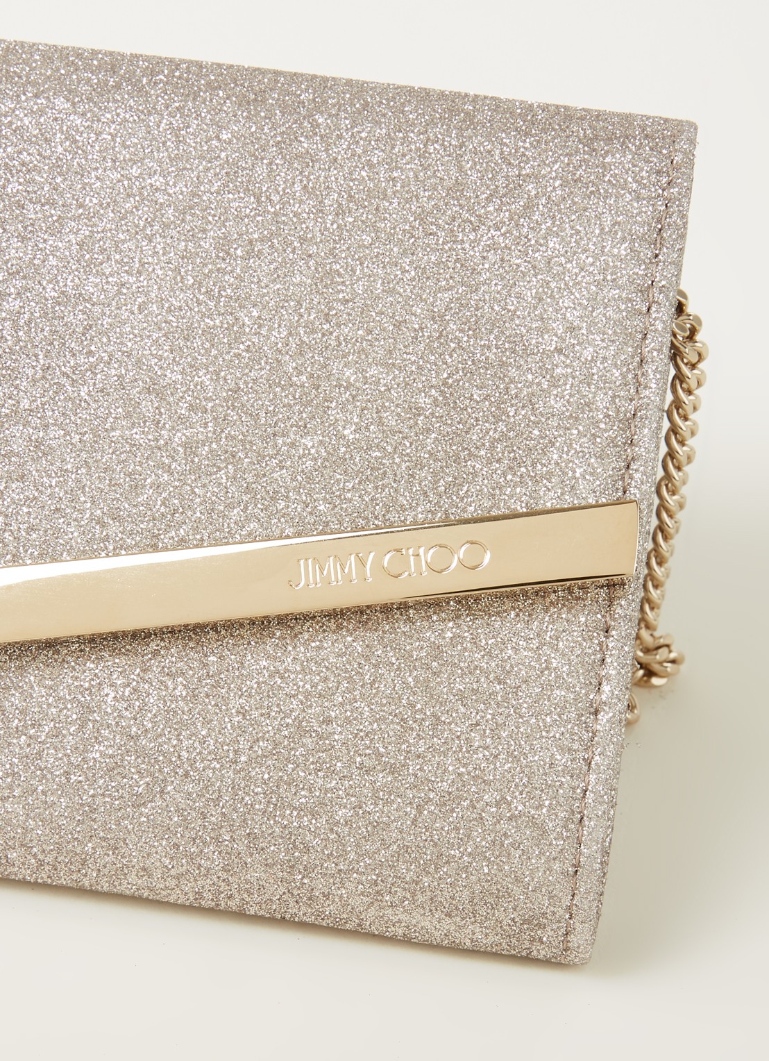 Jimmy Choo Emmie clutch met glitter - detail 4 goud