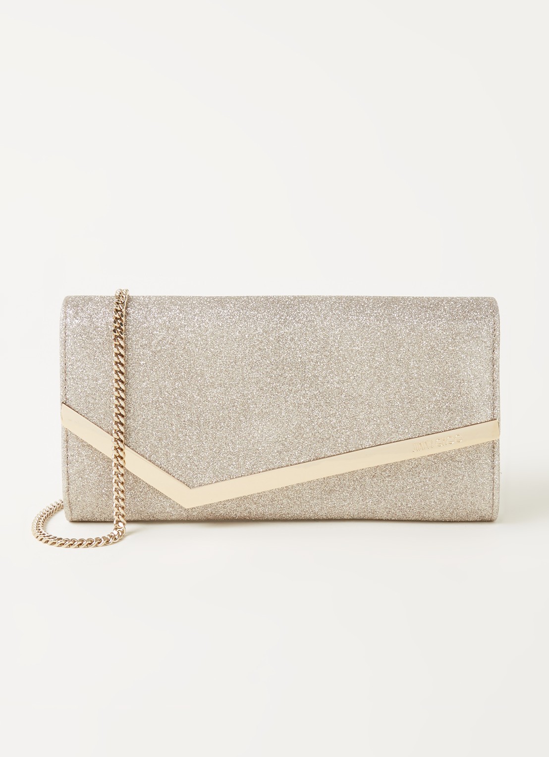 Jimmy Choo Emmie clutch met glitter - voorkant 5 goud