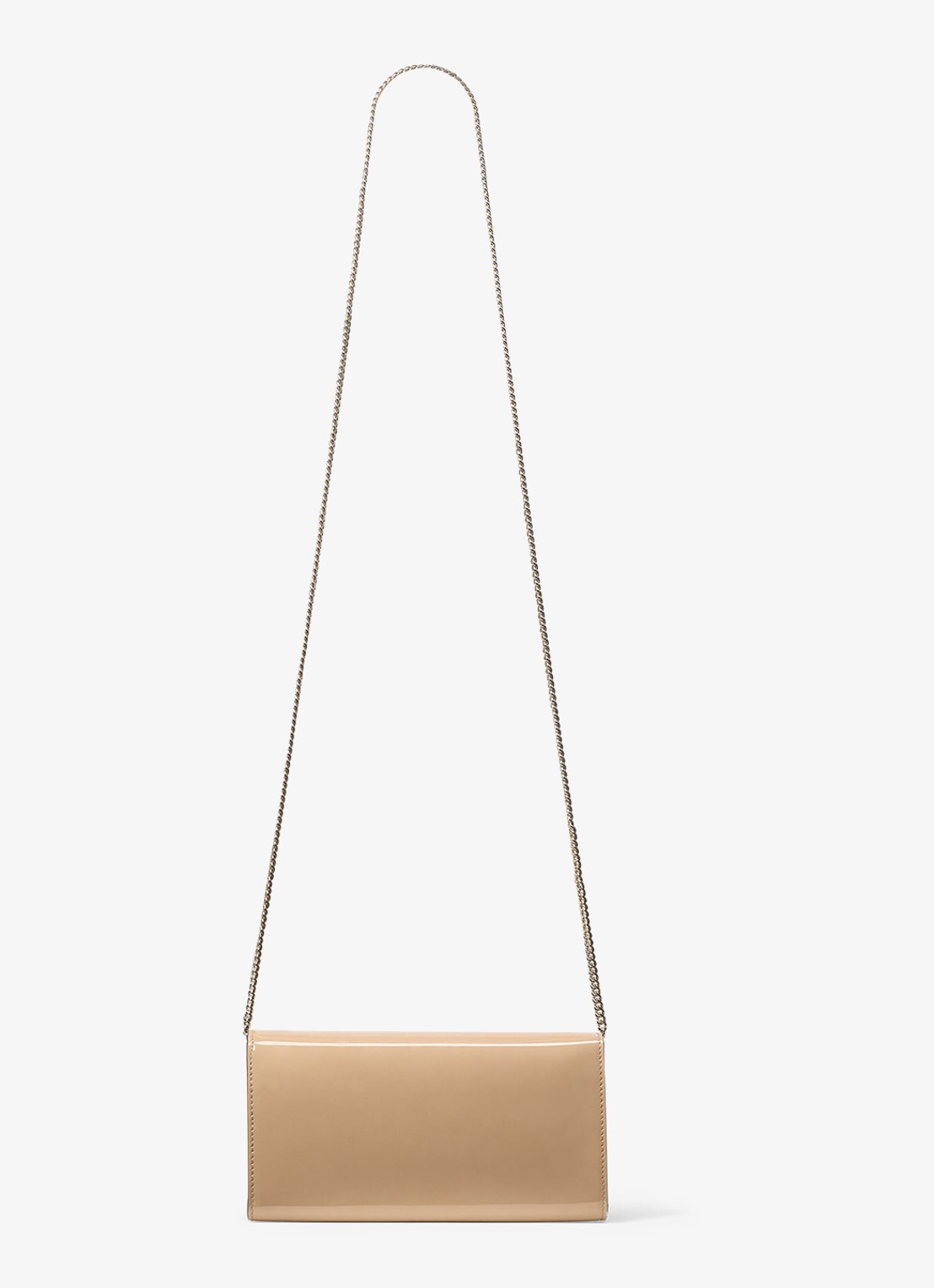 Jimmy Choo Emmie clutch van kalfsleer met afneembare schouderriem - achterkant beige