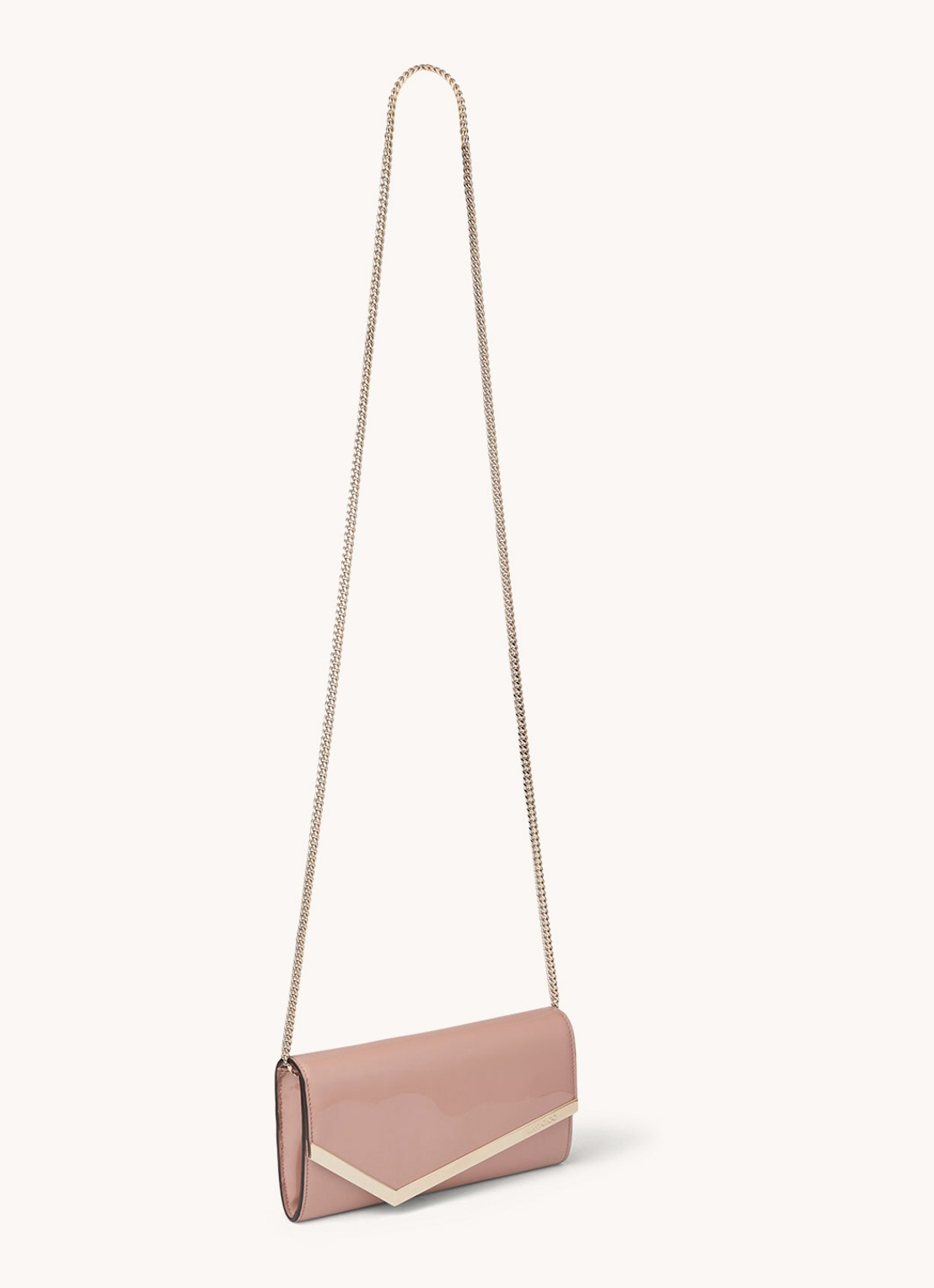 Jimmy Choo Emmie clutch van lakleer met afneembare schouderriem - detail 3 oudroze