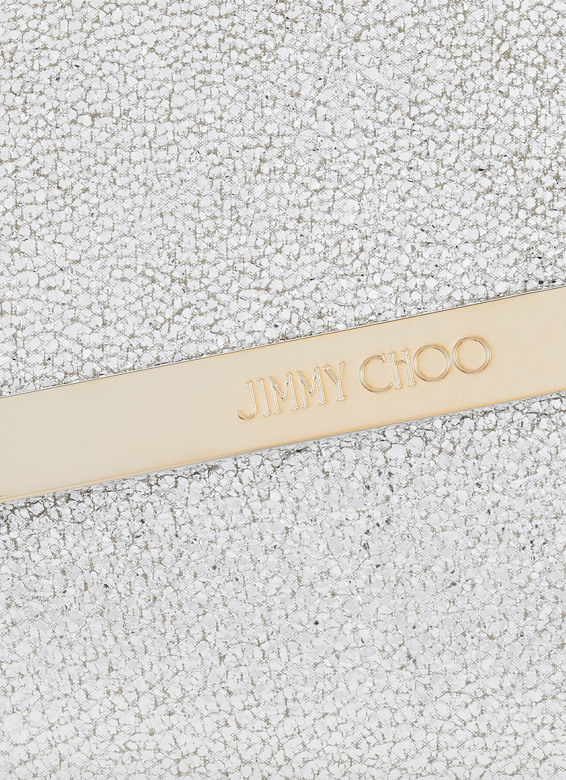 Jimmy Choo Emmie clutch van leer met afneembare schouderriem - detail 5 zilver