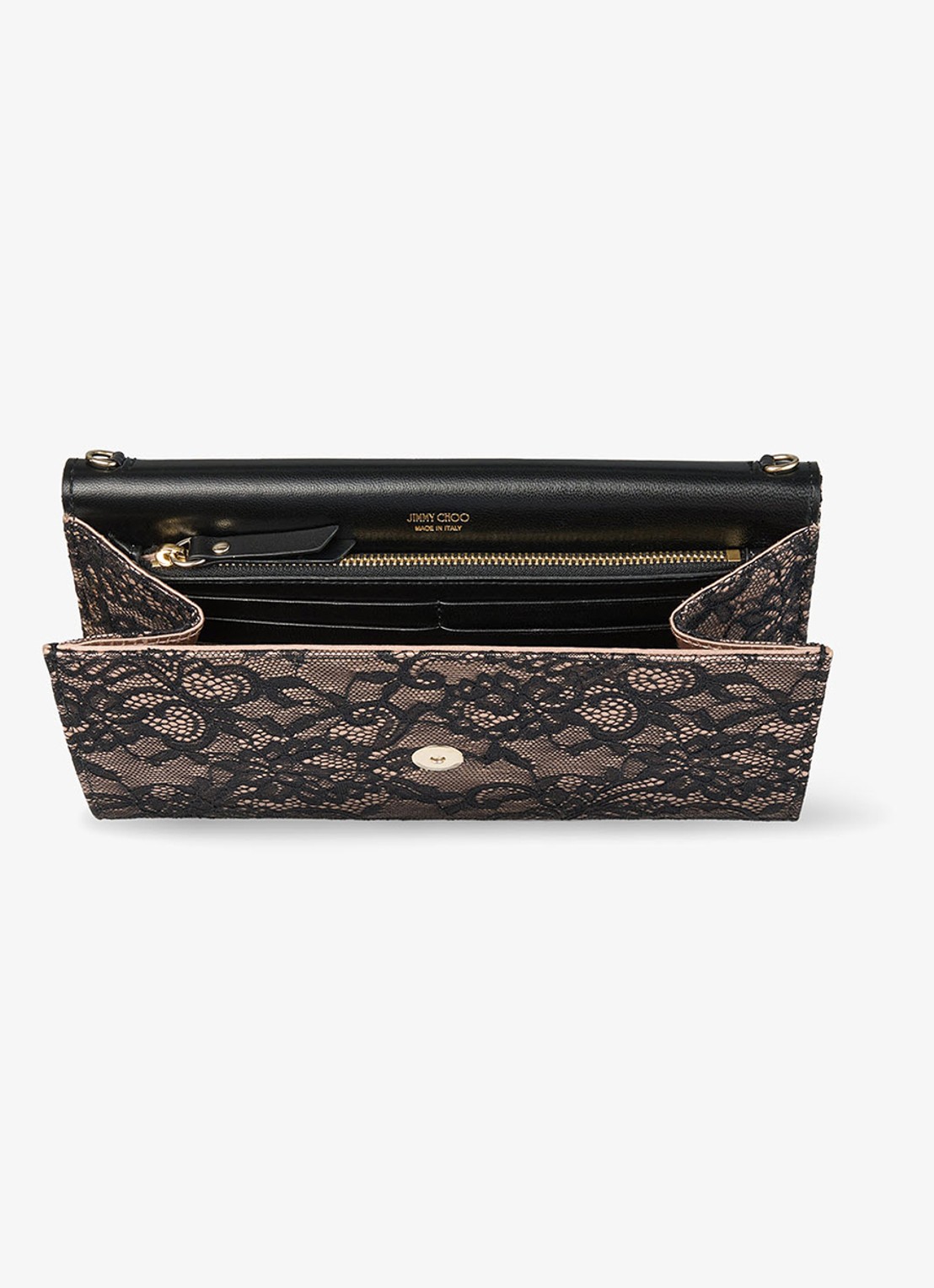 Jimmy Choo Emmie Mini clutch met kant en afneembare schouderriem - detail zwart