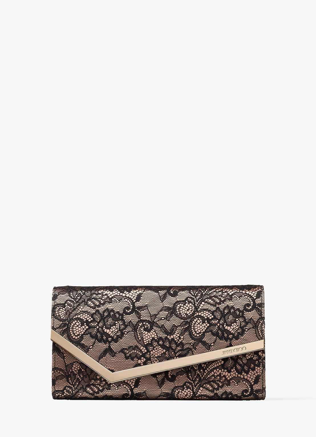 Jimmy Choo Emmie Mini clutch met kant en afneembare schouderriem - voorkant 3 zwart