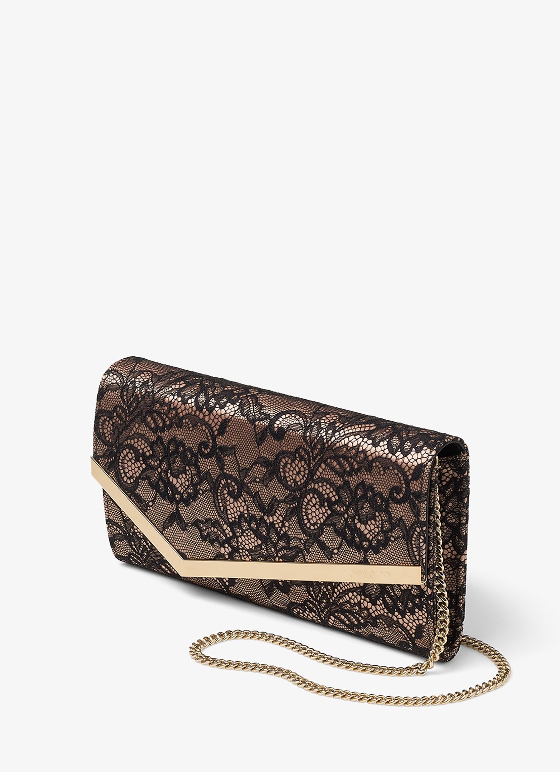 Jimmy Choo Emmie Mini clutch met kant en afneembare schouderriem - voorkant 4 zwart