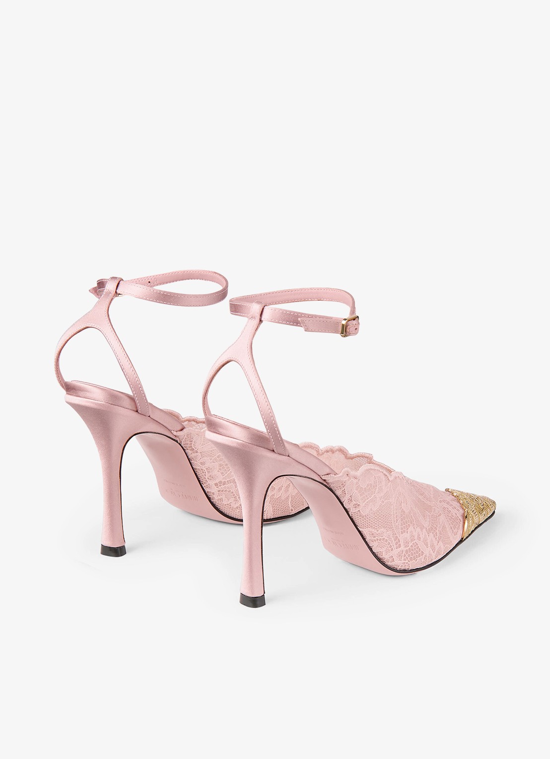 Jimmy Choo Faiz 100 sandalette van lamsleer met kant - achterkant 3 roze