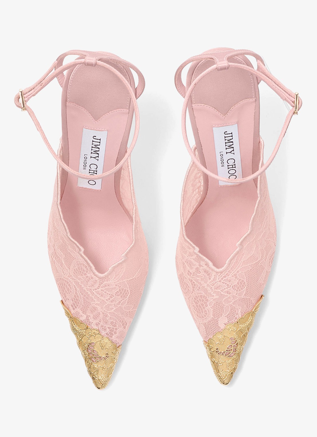 Jimmy Choo Faiz 100 sandalette van lamsleer met kant - detail 4 roze