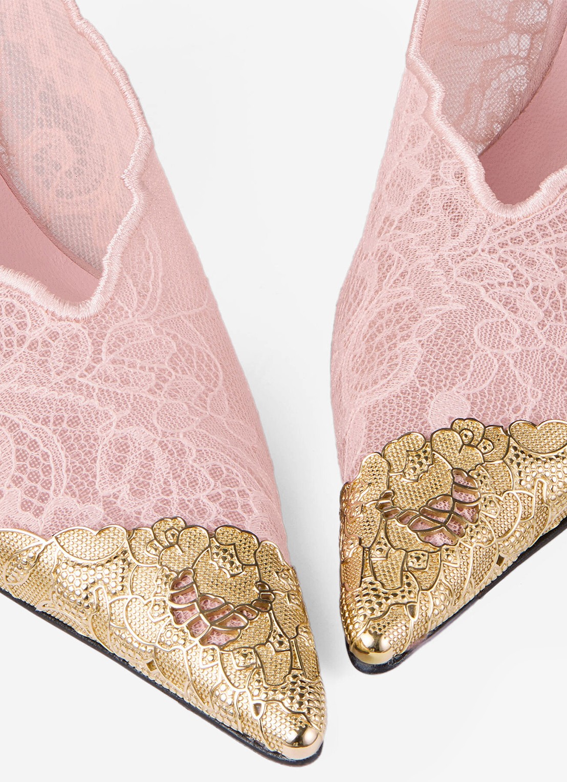 Jimmy Choo Faiz 100 sandalette van lamsleer met kant - detail 5 roze