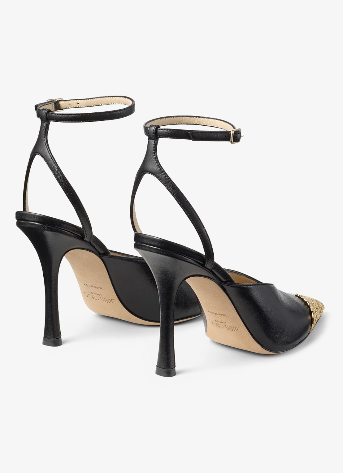 Jimmy Choo Faiz 100 sandalette van leer - achterkant 3 zwart
