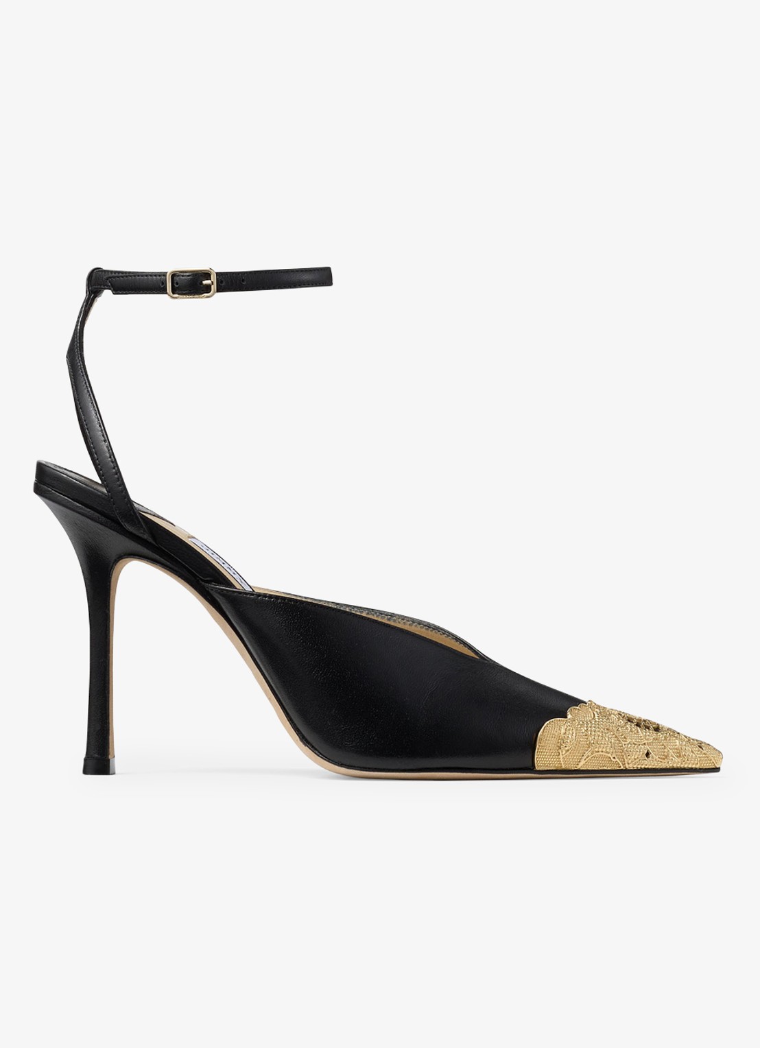 Jimmy Choo Faiz 100 sandalette van leer - voorkant zwart