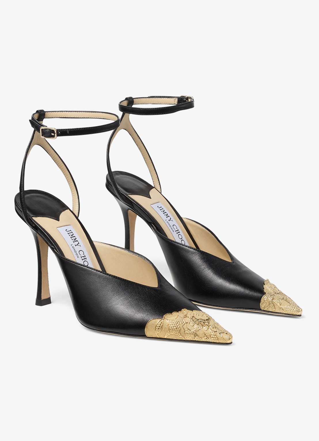 Jimmy Choo Faiz 100 sandalette van leer - voorkant 2 zwart