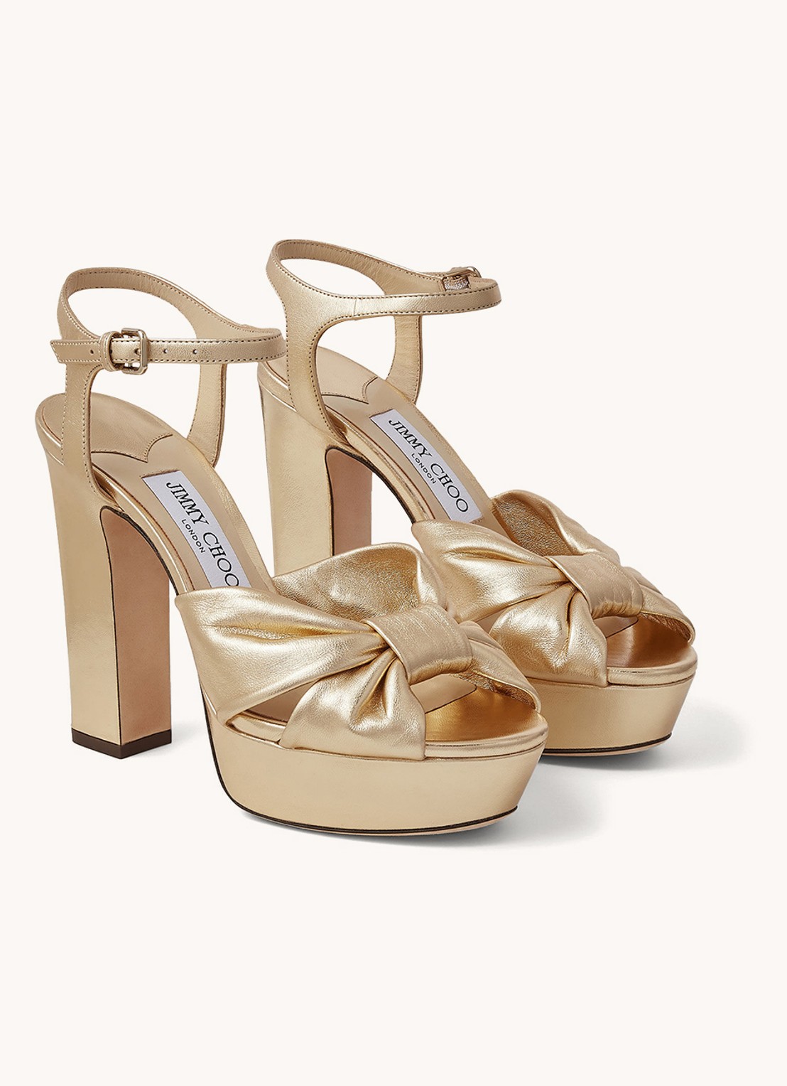 Jimmy Choo Heloise 120 sandalette van lamsleer met metallic finish - detail 4 goud