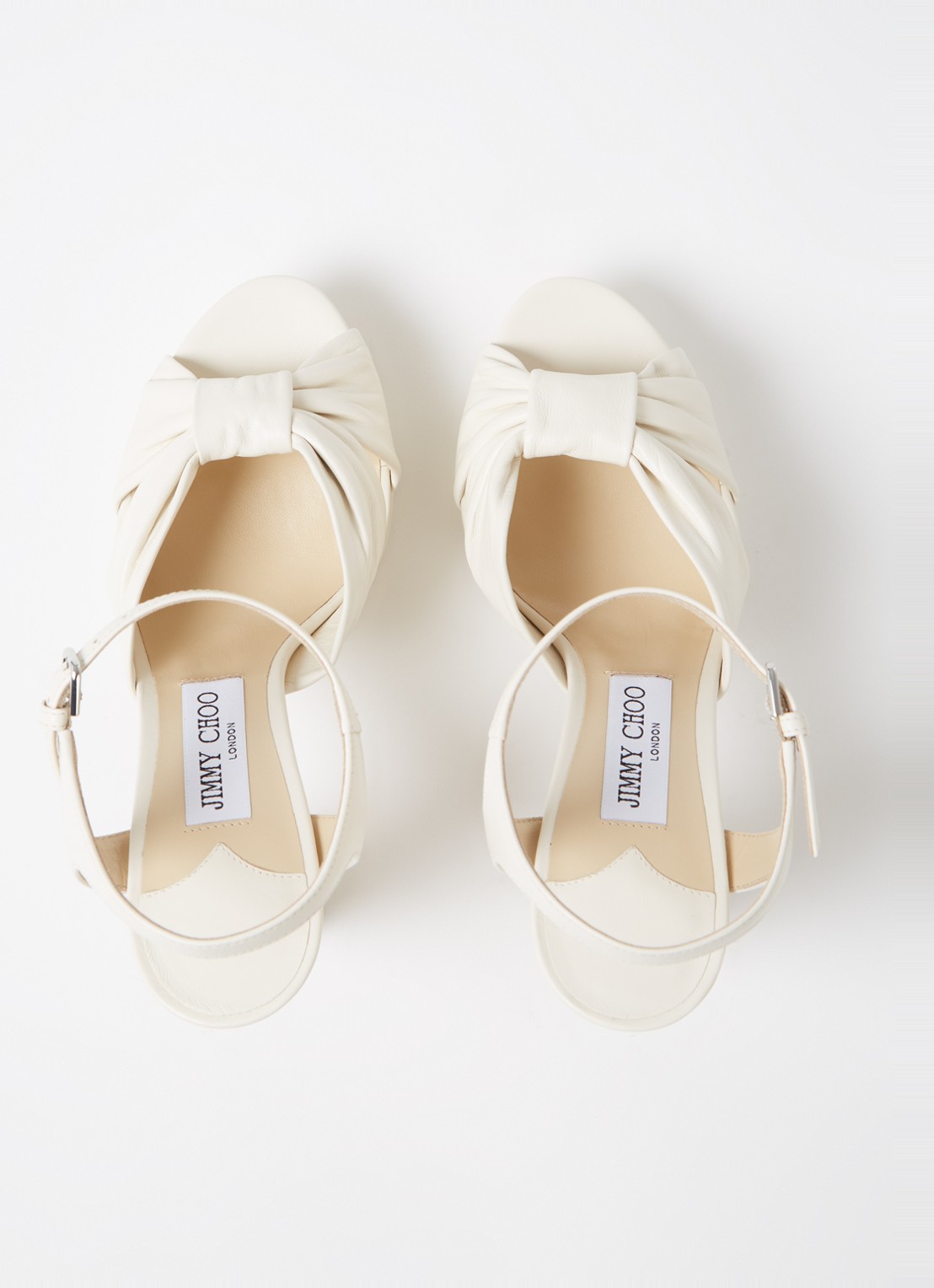 Jimmy Choo Heloise 120 sandalette van leer - detail 3 gebroken wit
