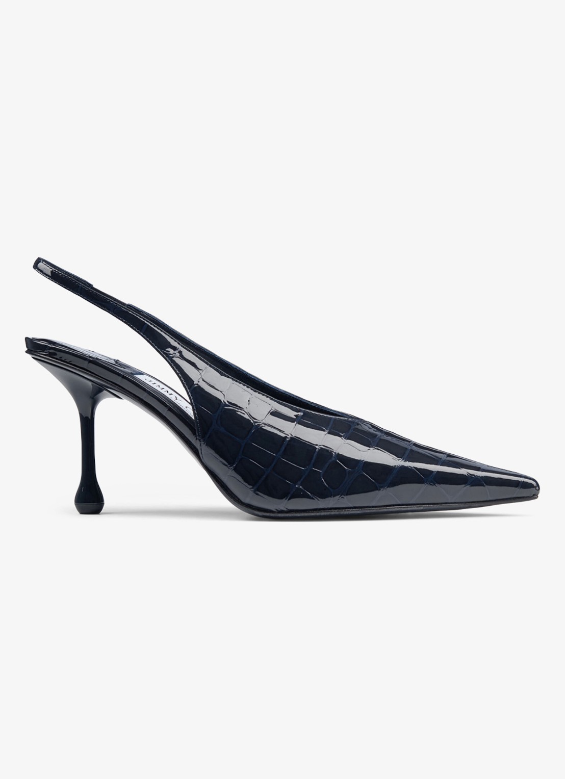 Jimmy Choo Isa 80 slingback van kalfsleer met crocostructuur - voorkant 4 donkerblauw