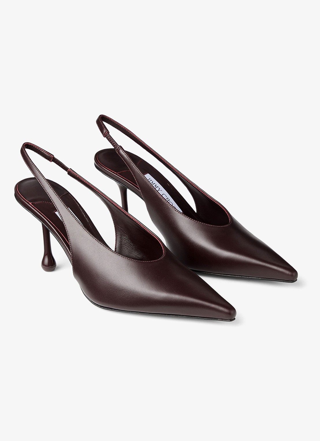 Jimmy Choo Isa 80 slingback van kalfsleer - voorkant 2 bordeauxrood