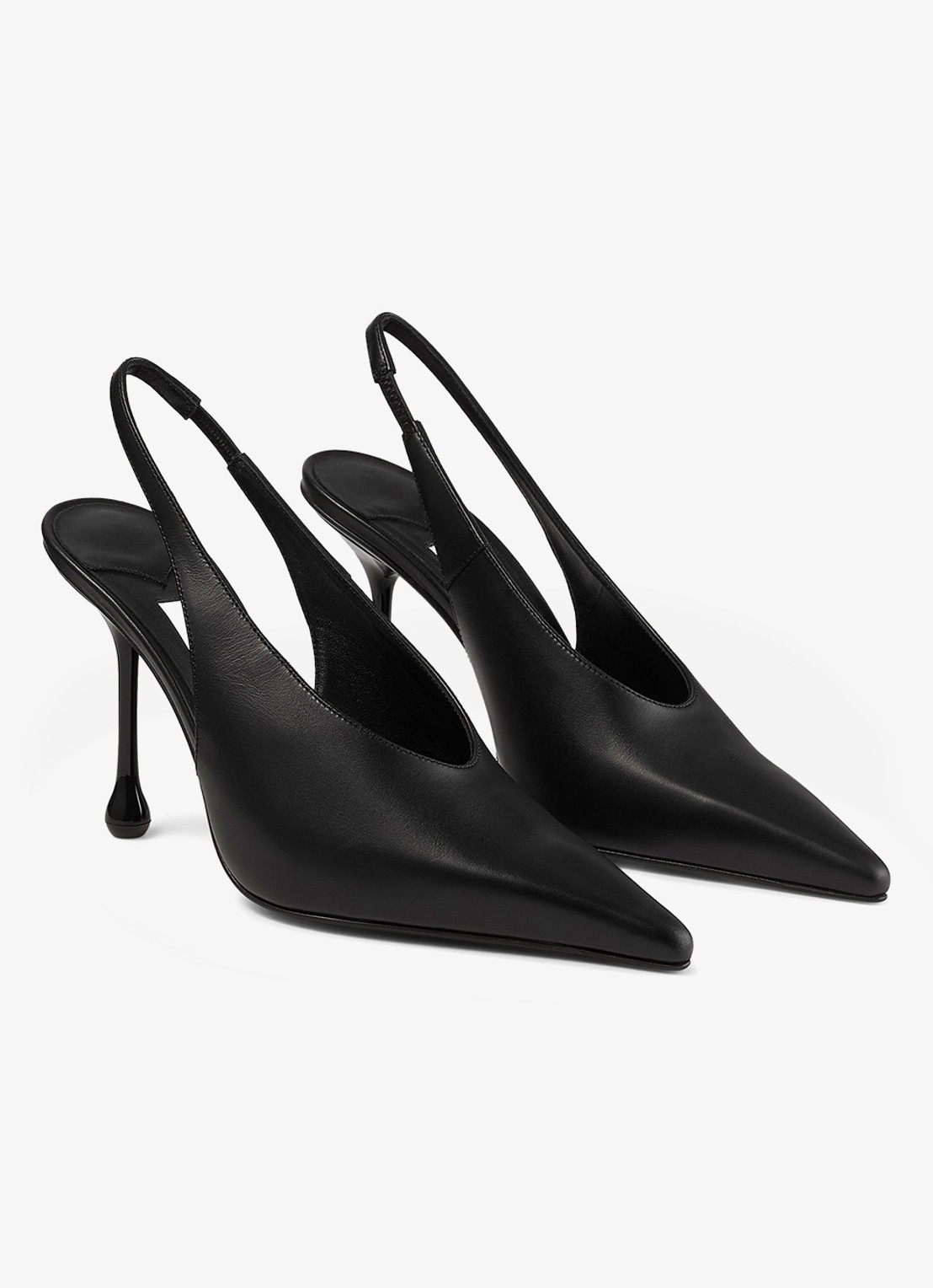 Jimmy Choo Isa 95 slingback van kalfsleer - voorkant 4 zwart