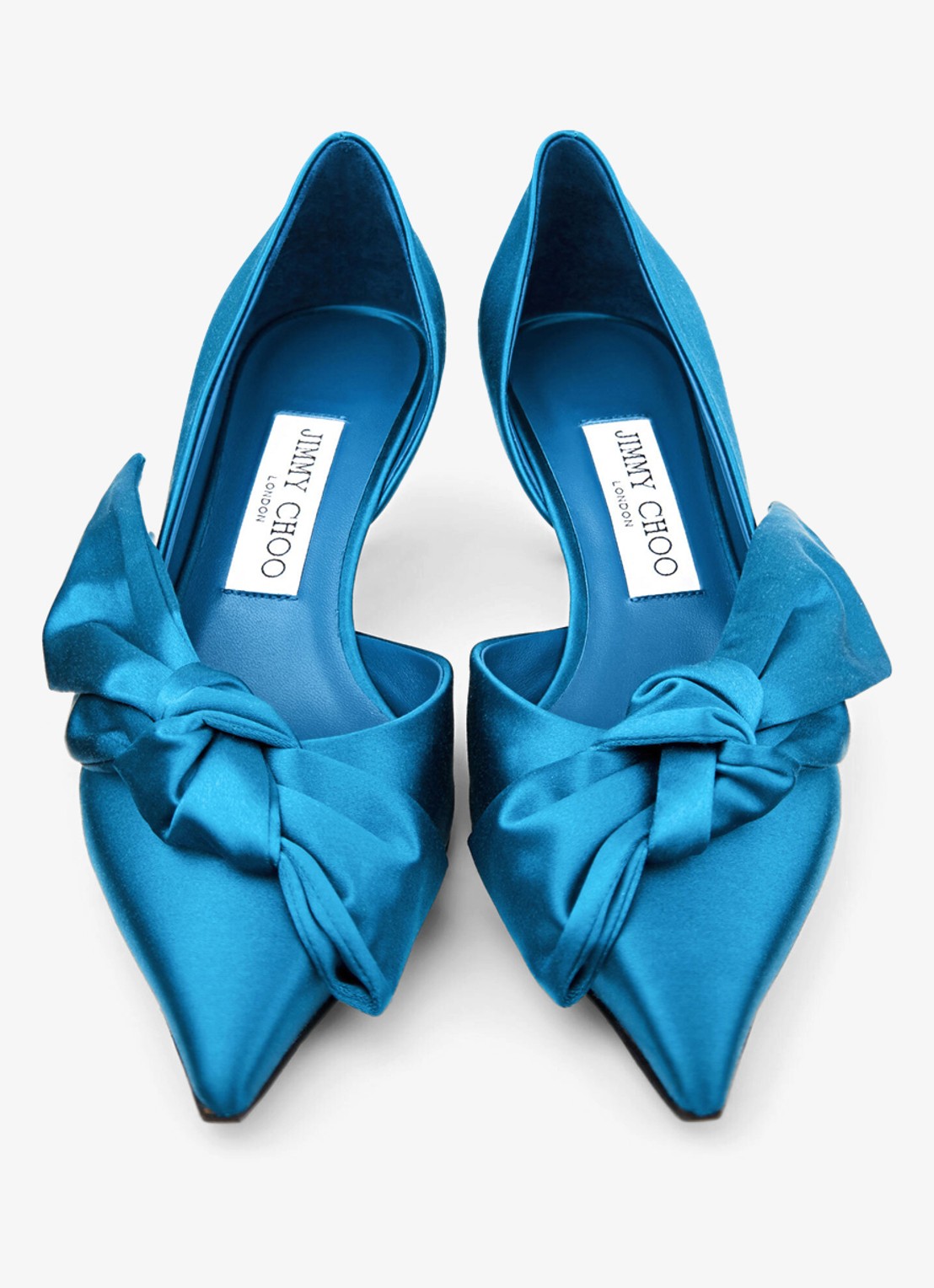 Jimmy Choo Issy 50 pump van satijn - detail 2 lagoon / blauw