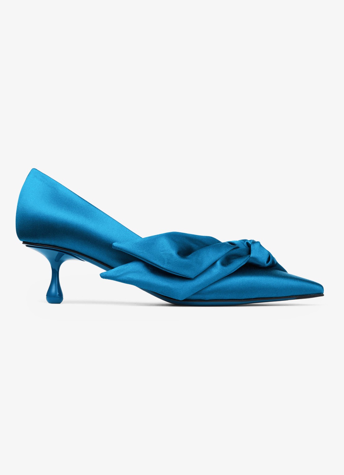 Jimmy Choo Issy 50 pump van satijn - voorkant 4 lagoon / blauw