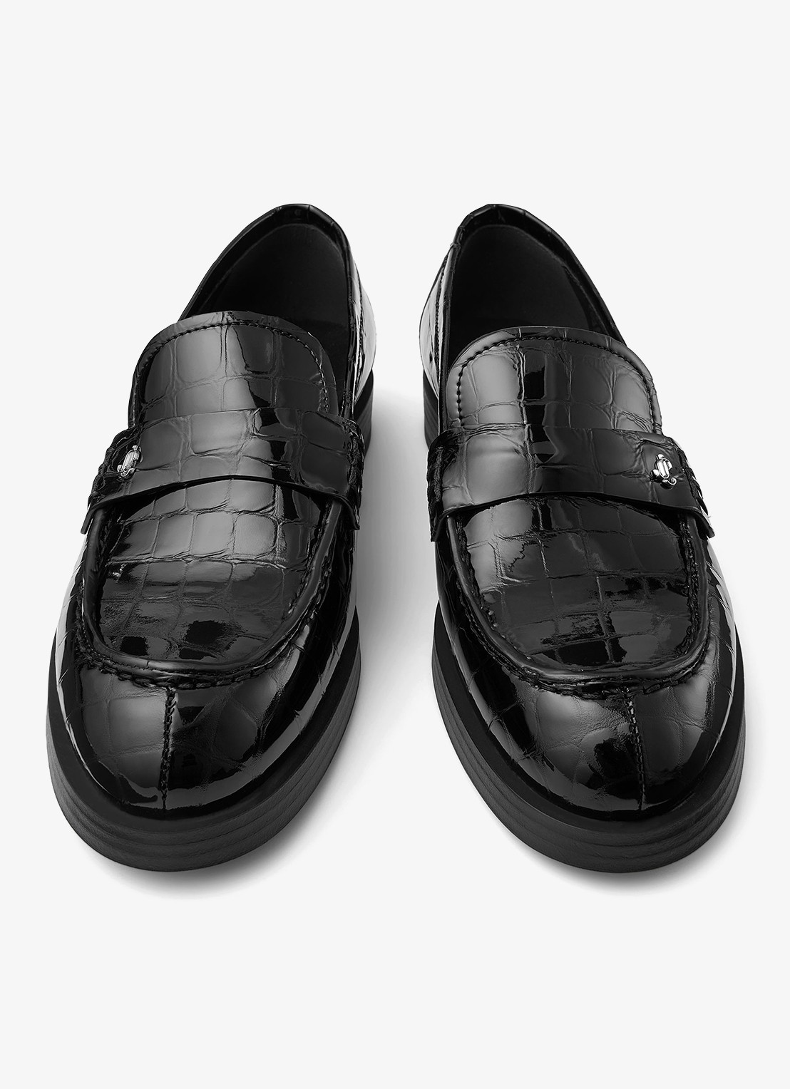 Jimmy Choo Ivy loafer van kalfsleer met crocostructuur - detail 3 zwart