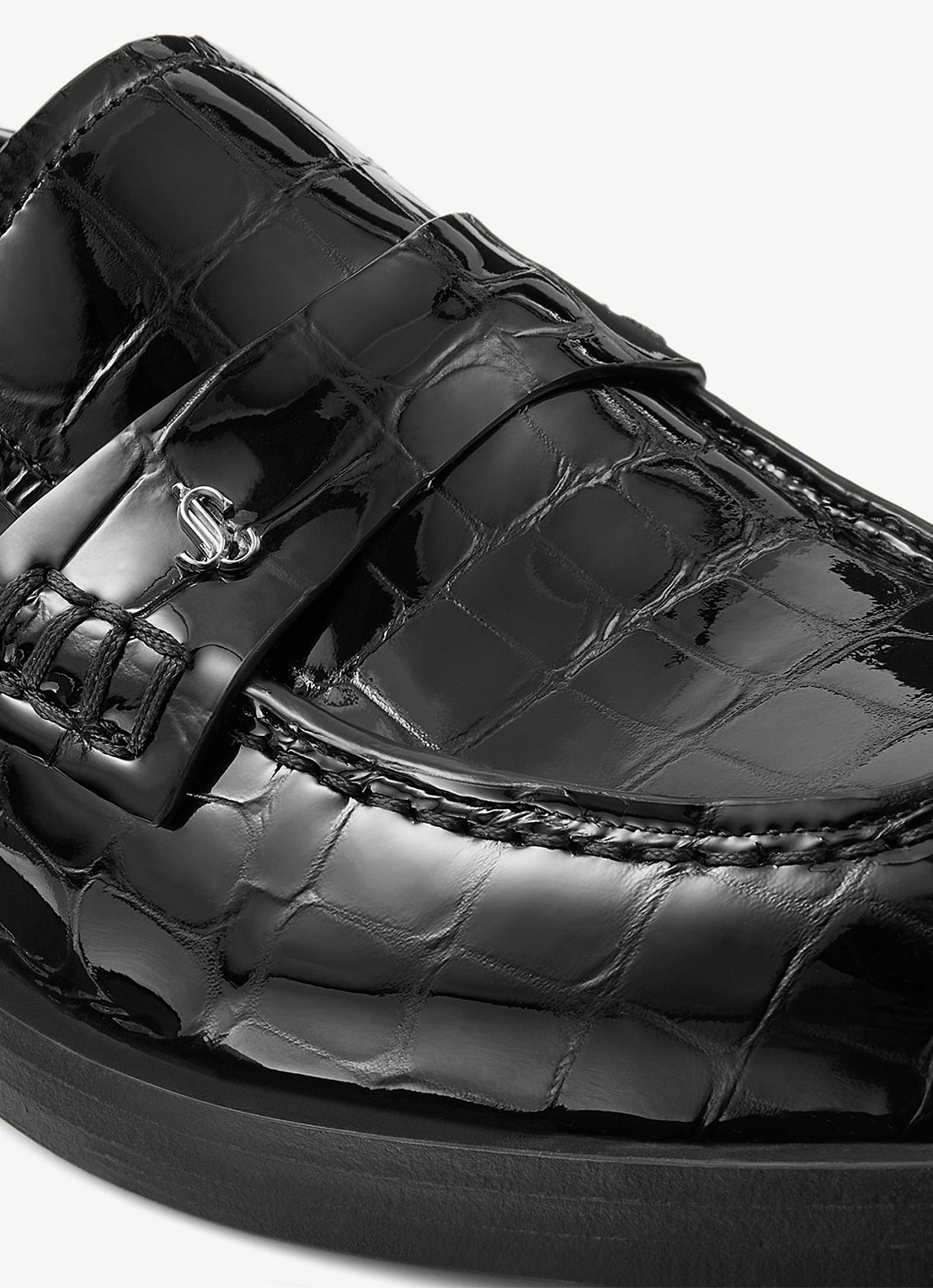 Jimmy Choo Ivy loafer van kalfsleer met crocostructuur - detail 4 zwart