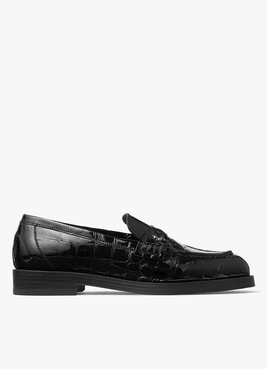 Jimmy Choo Ivy loafer van kalfsleer met crocostructuur - voorkant zwart