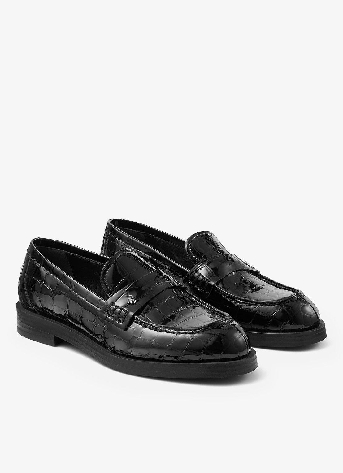 Jimmy Choo Ivy loafer van kalfsleer met crocostructuur - voorkant 2 zwart