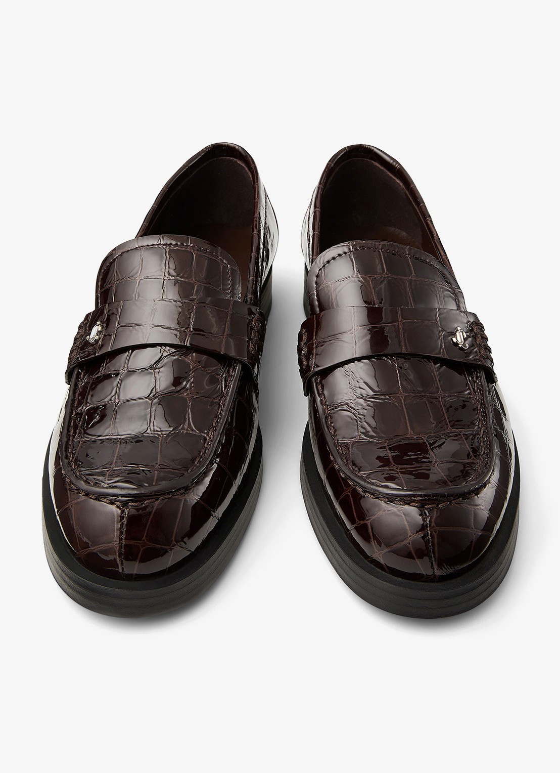 Jimmy Choo Ivy loafer van kalfsleer met crocostructuur - detail 4 donkerbruin