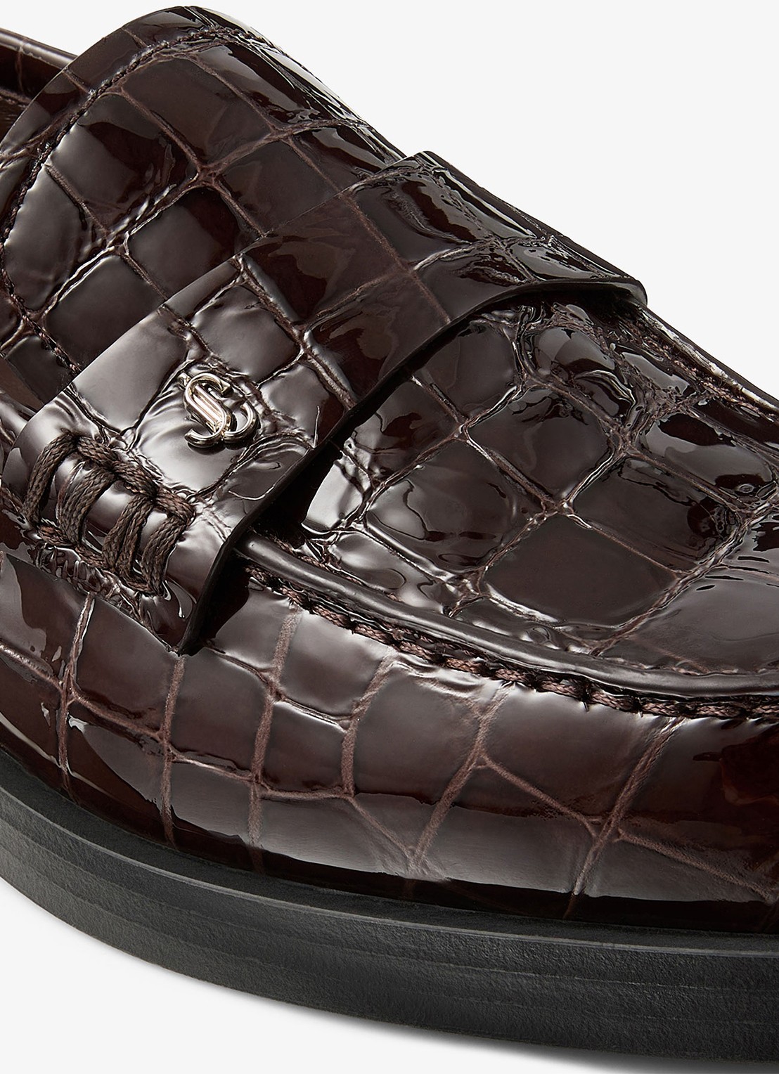 Jimmy Choo Ivy loafer van kalfsleer met crocostructuur - detail 5 donkerbruin