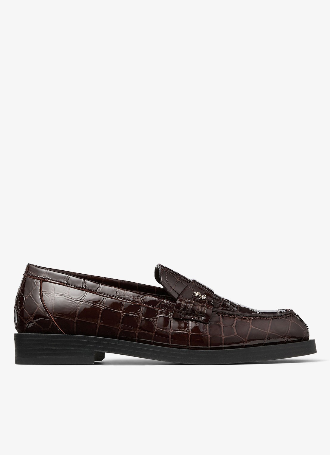 Jimmy Choo Ivy loafer van kalfsleer met crocostructuur - voorkant 2 donkerbruin