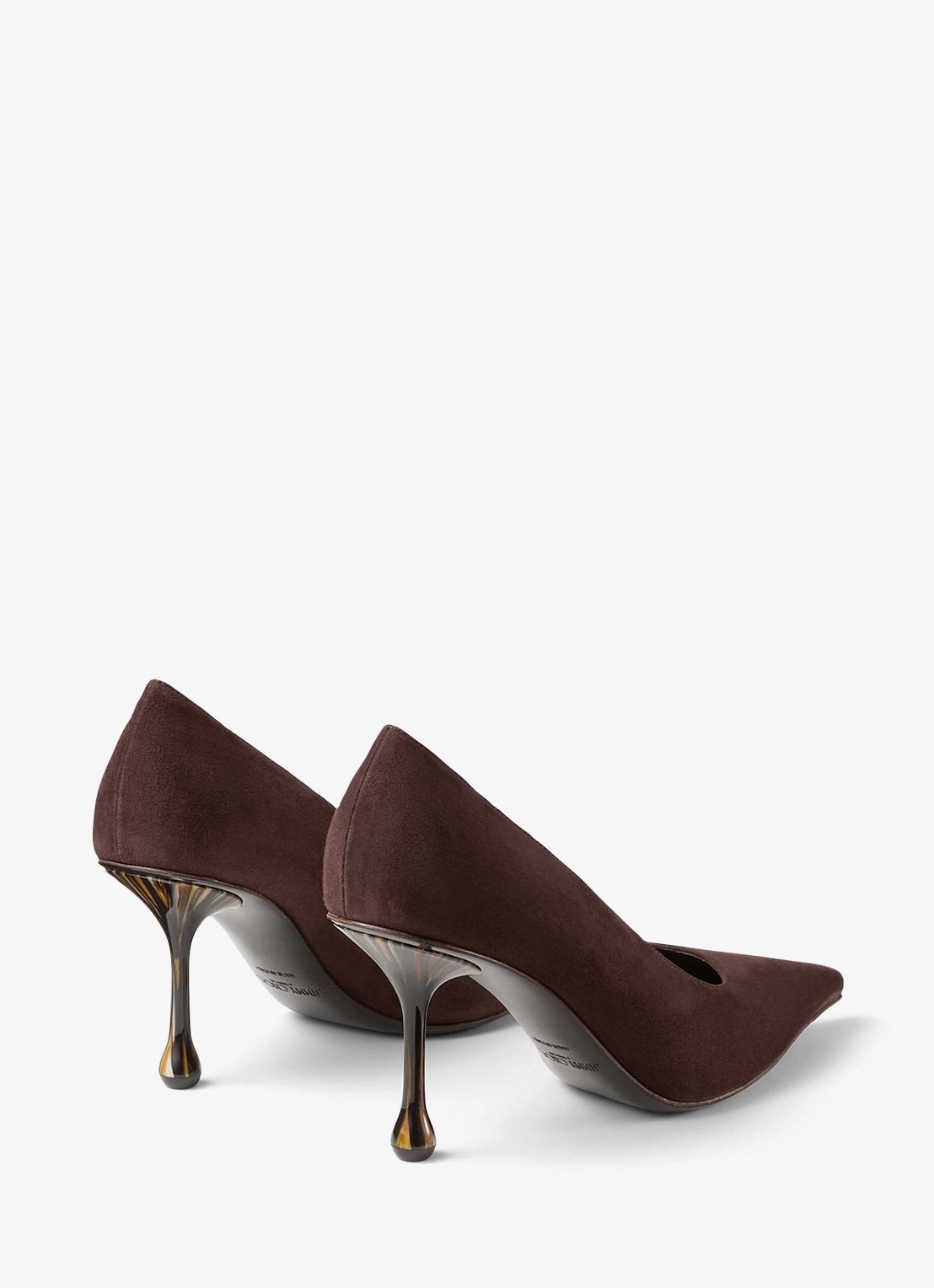 Jimmy Choo Ixia 80 pump van geitensuède - achterkant 5 donkerbruin