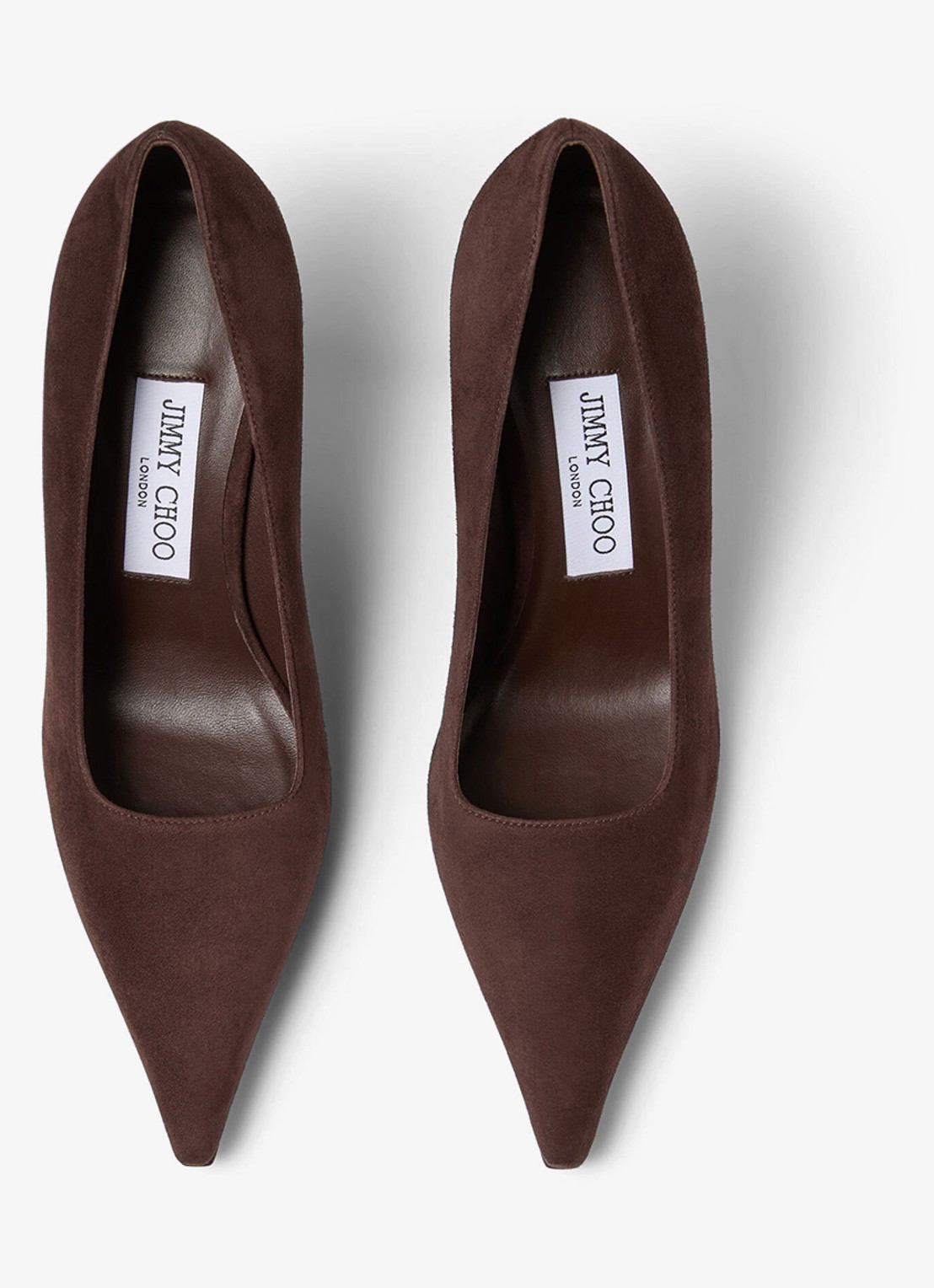 Jimmy Choo Ixia 80 pump van geitensuède - detail donkerbruin
