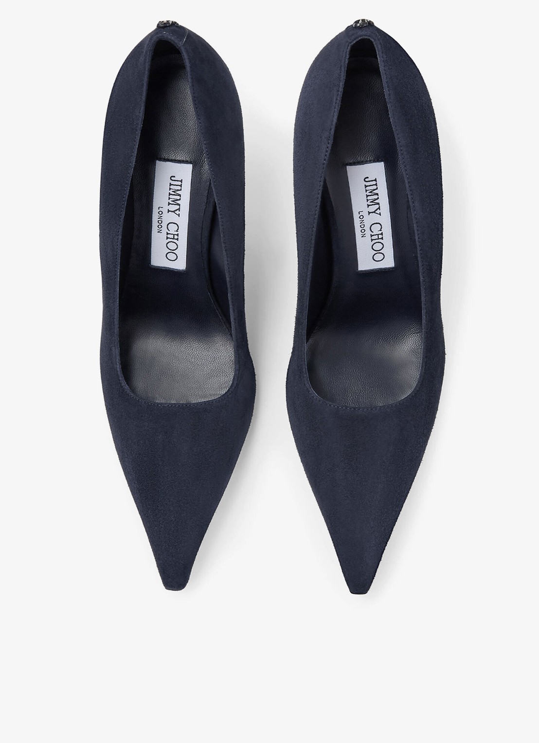 Jimmy Choo Ixia 80 pump van geitensuède - detail 2 donkerblauw
