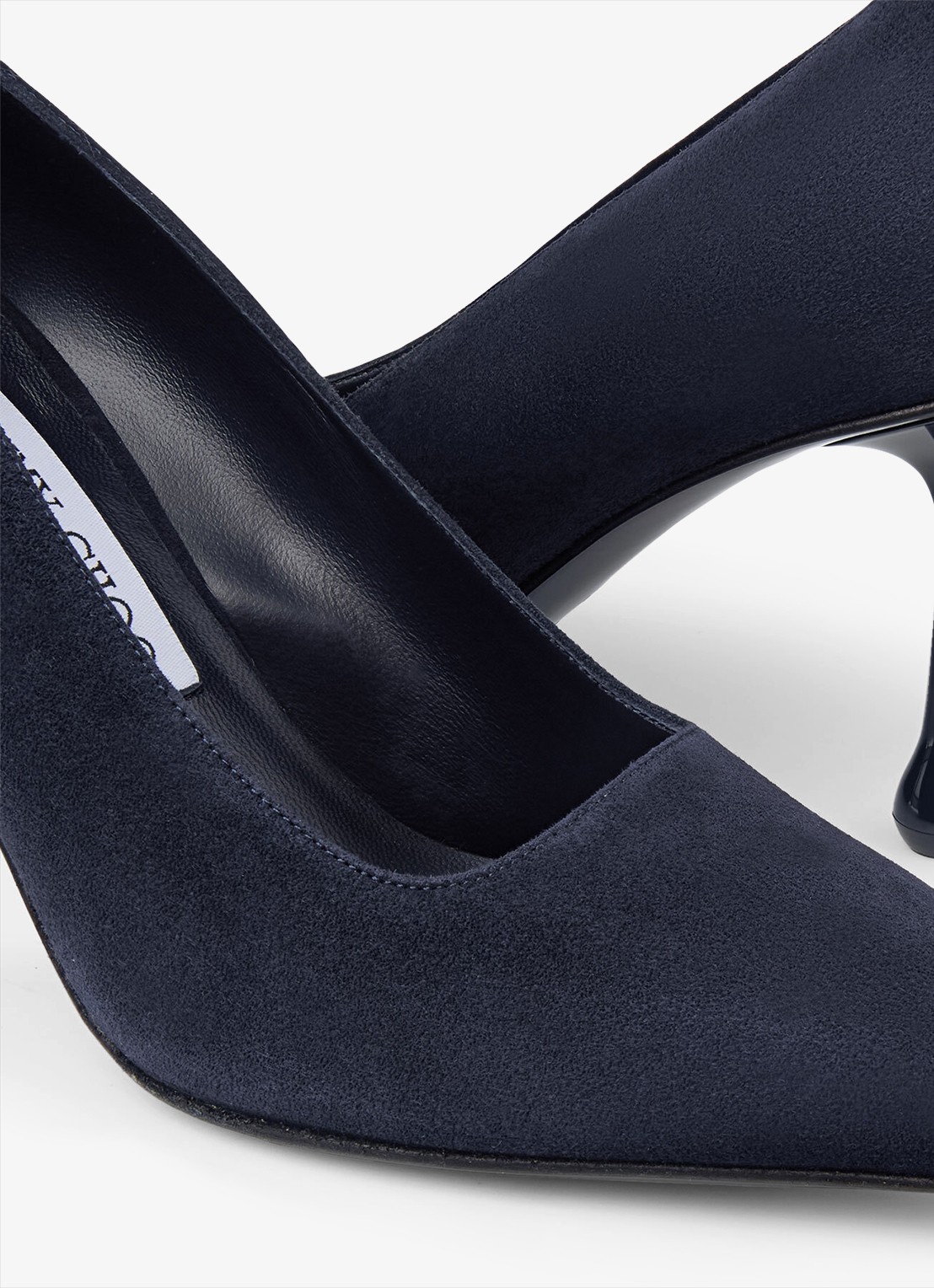 Jimmy Choo Ixia 80 pump van geitensuède - detail 3 donkerblauw