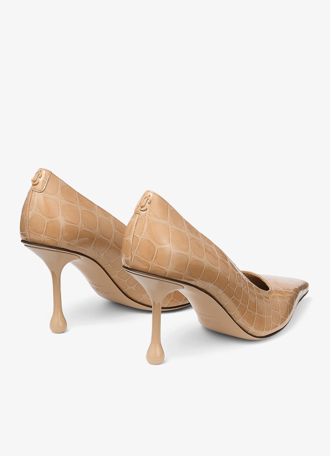 Jimmy Choo Ixia 80 pump van kalfsleer met crocostructuur - achterkant 5 beige