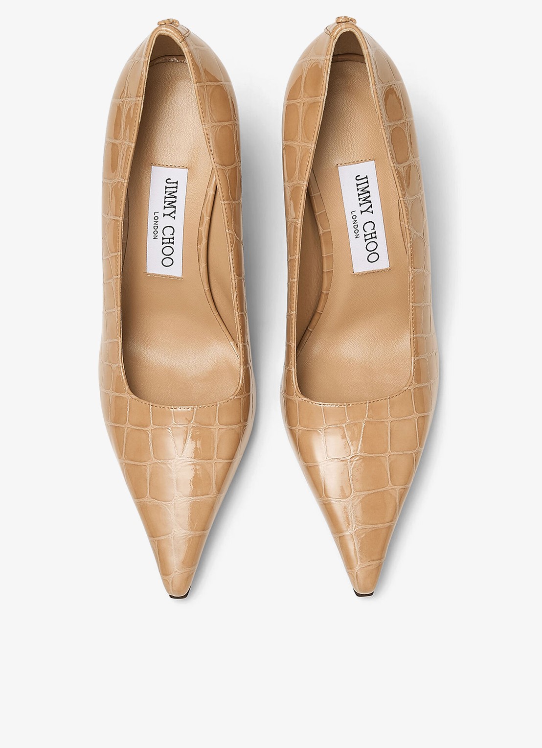 Jimmy Choo Ixia 80 pump van kalfsleer met crocostructuur - detail 3 beige