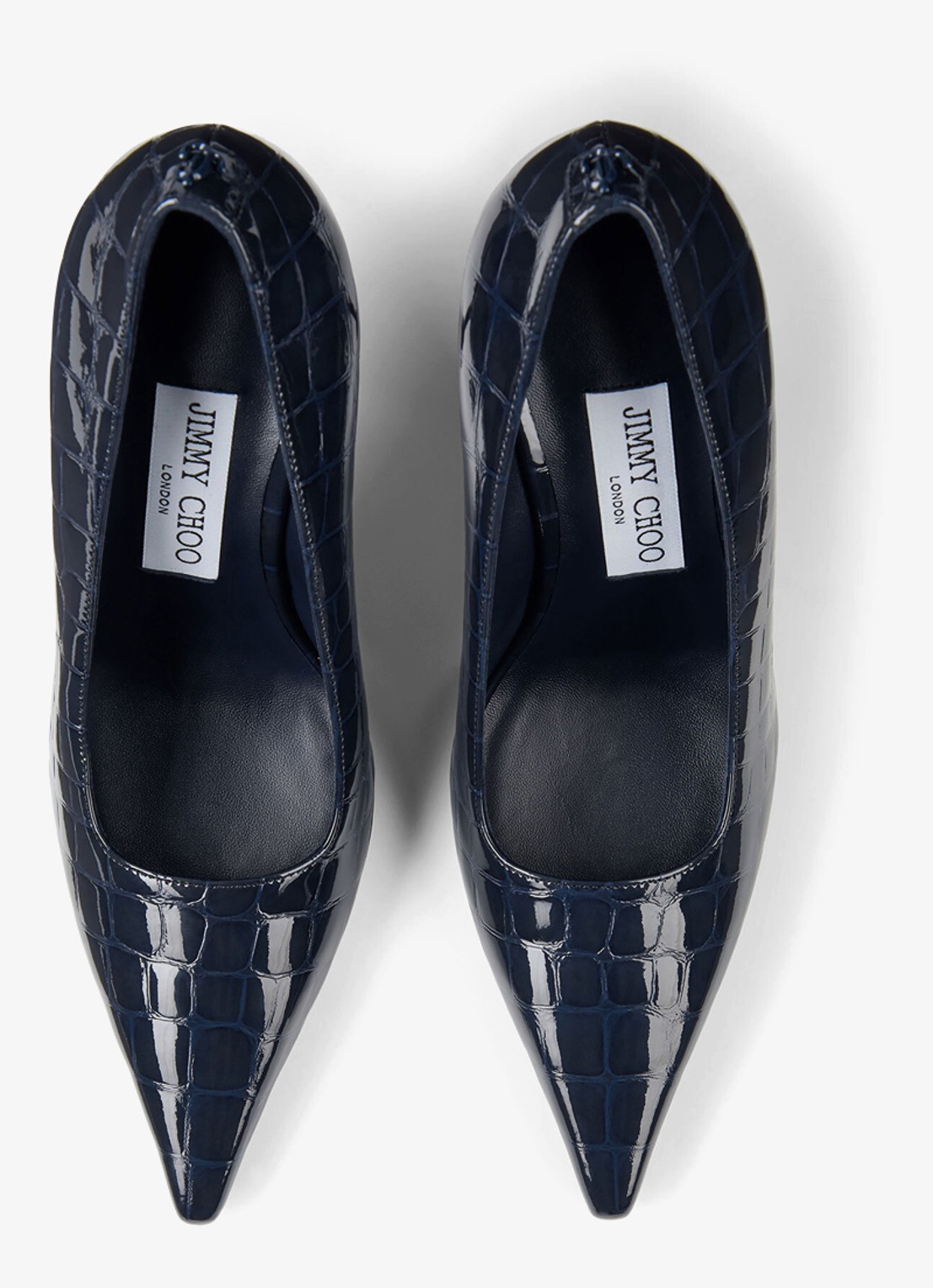 Jimmy Choo Ixia 95 pump van kalfsleer met crocostructuur - detail 4 donkerblauw
