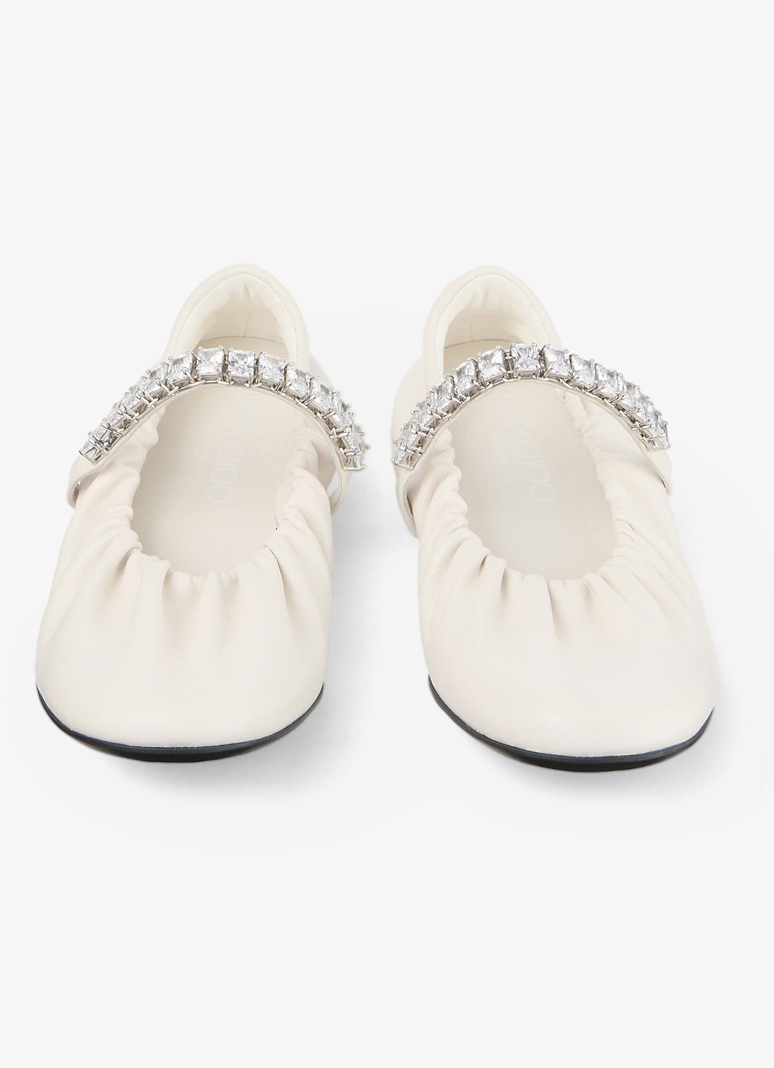 Jimmy Choo Jade ballerina van leer - detail 4 gebroken wit
