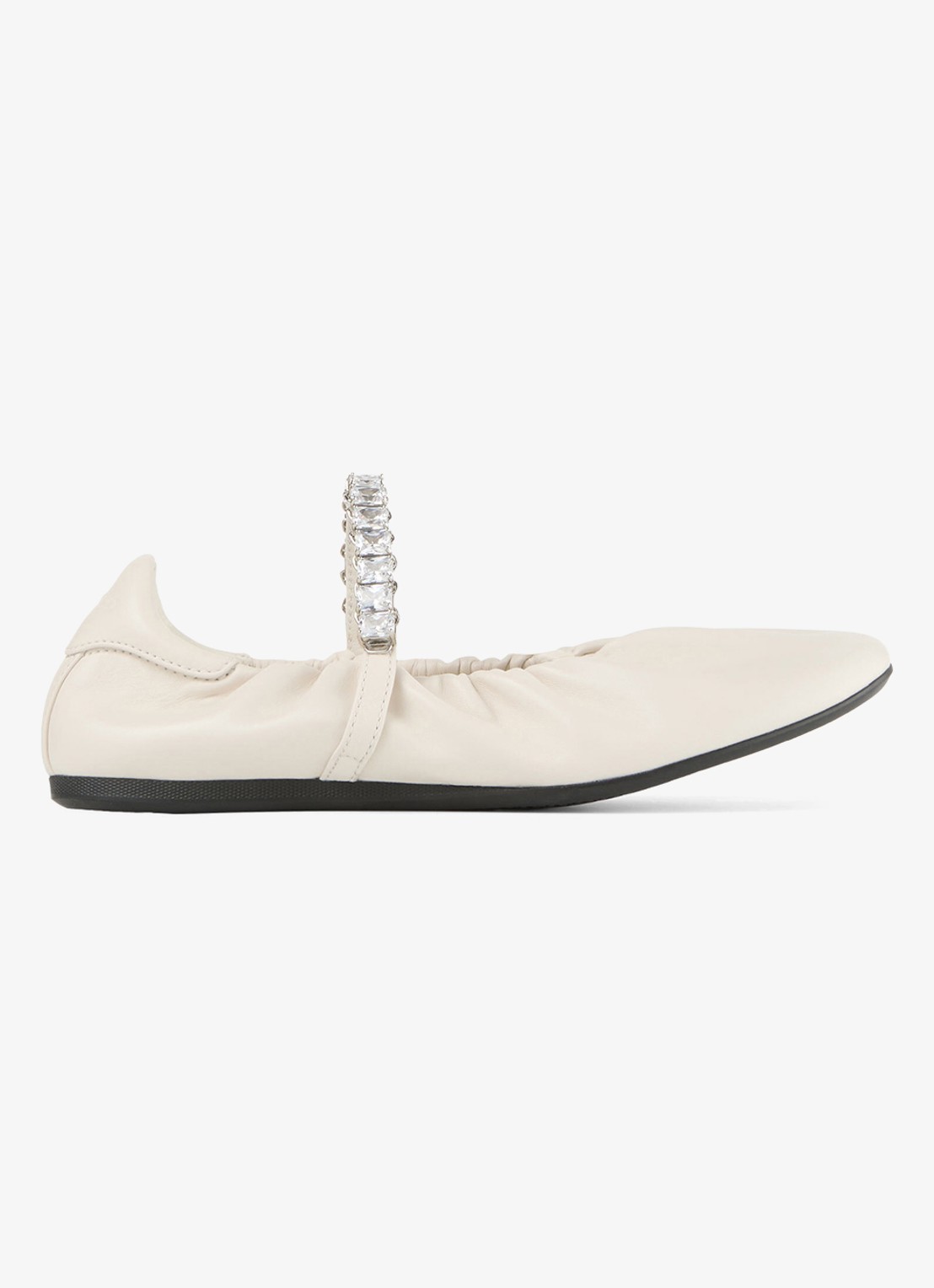 Jimmy Choo Jade ballerina van leer - voorkant gebroken wit