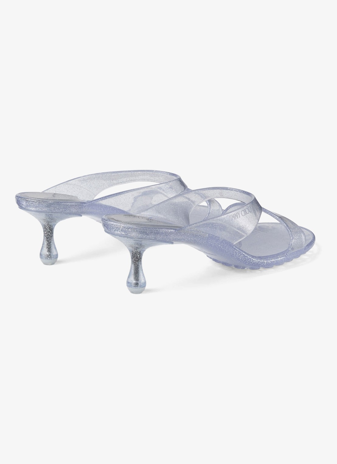 Jimmy Choo Jelly Drop 50 muiltje van rubber met glitter - achterkant 3 zilver