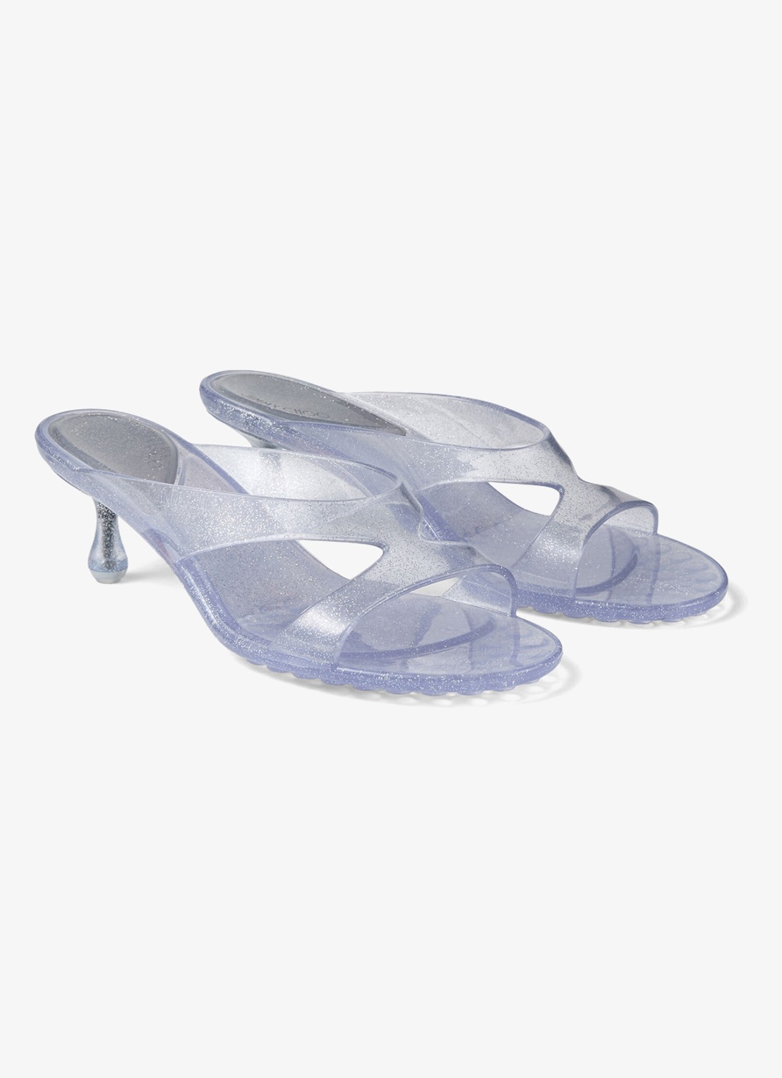 Jimmy Choo Jelly Drop 50 muiltje van rubber met glitter - detail 4 zilver