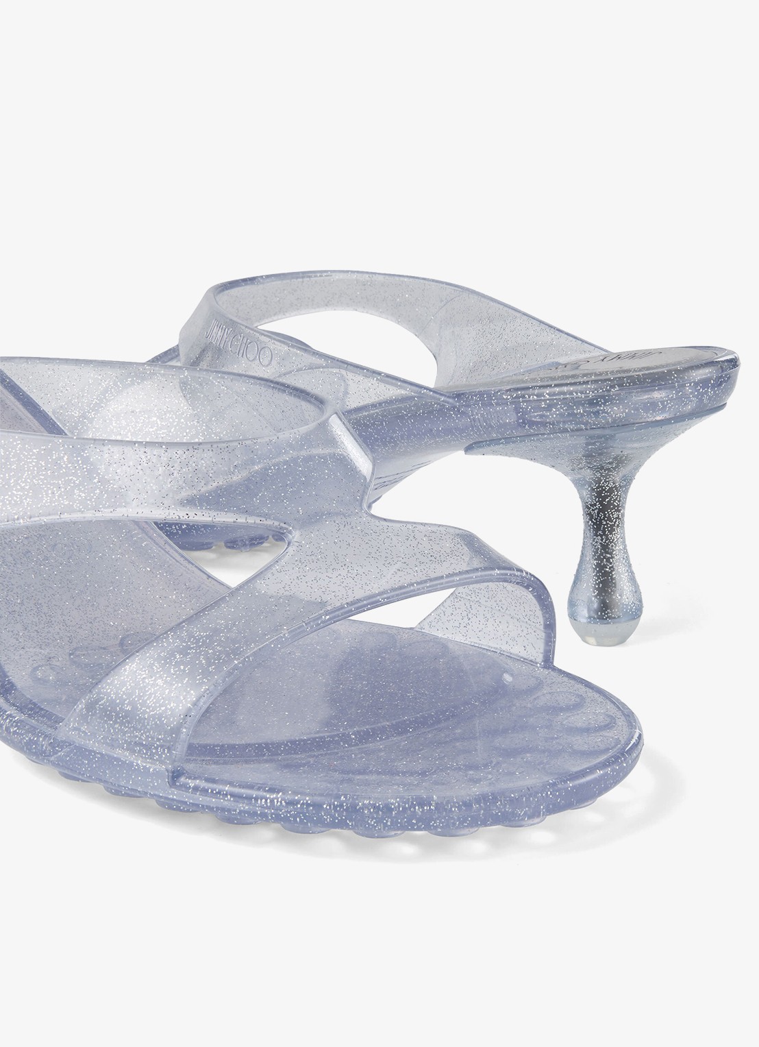 Jimmy Choo Jelly Drop 50 muiltje van rubber met glitter - detail 6 zilver