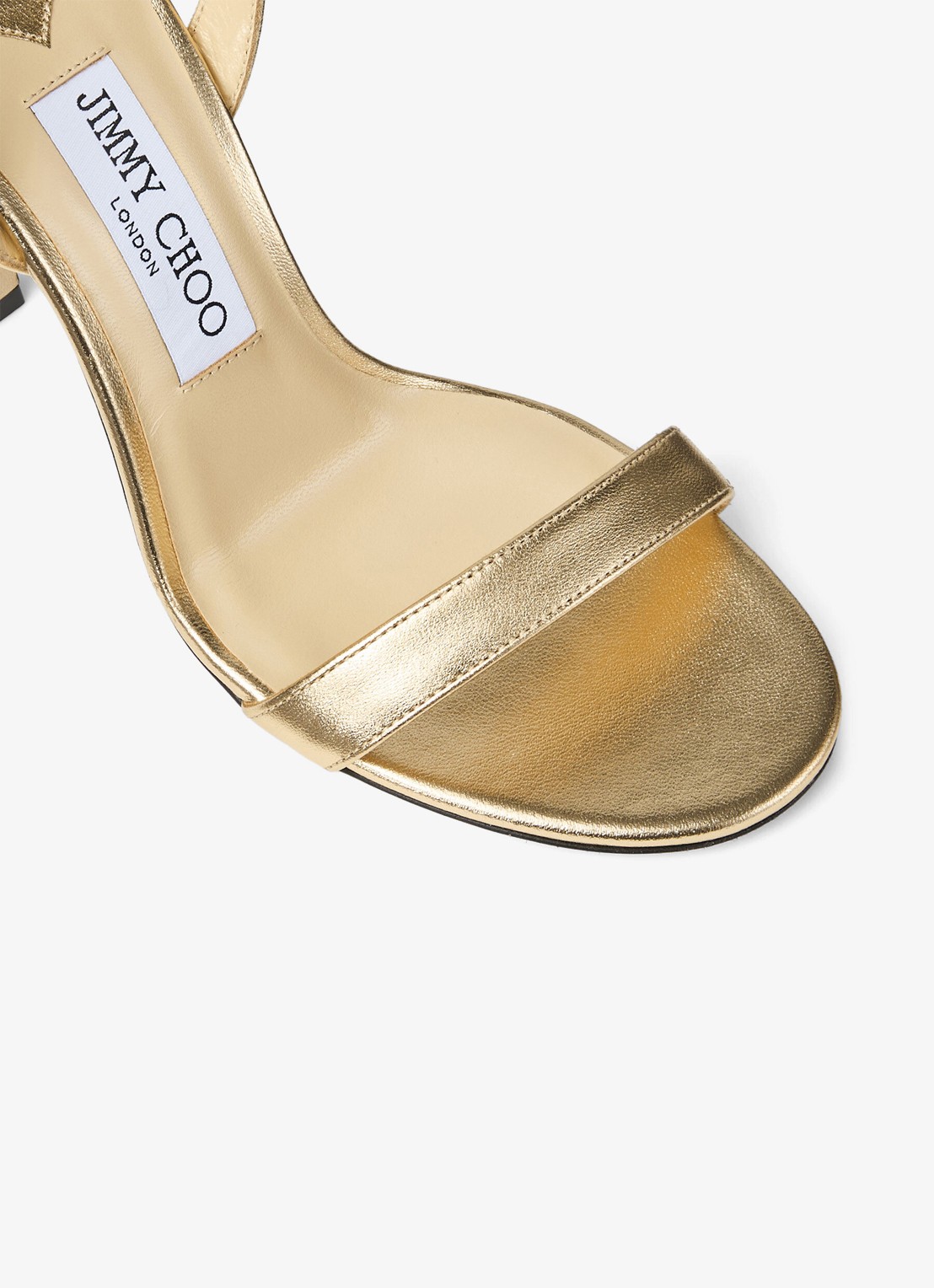Jimmy Choo Jenn 100 sandalette van lamsleer met metallic finish - detail 6 goud