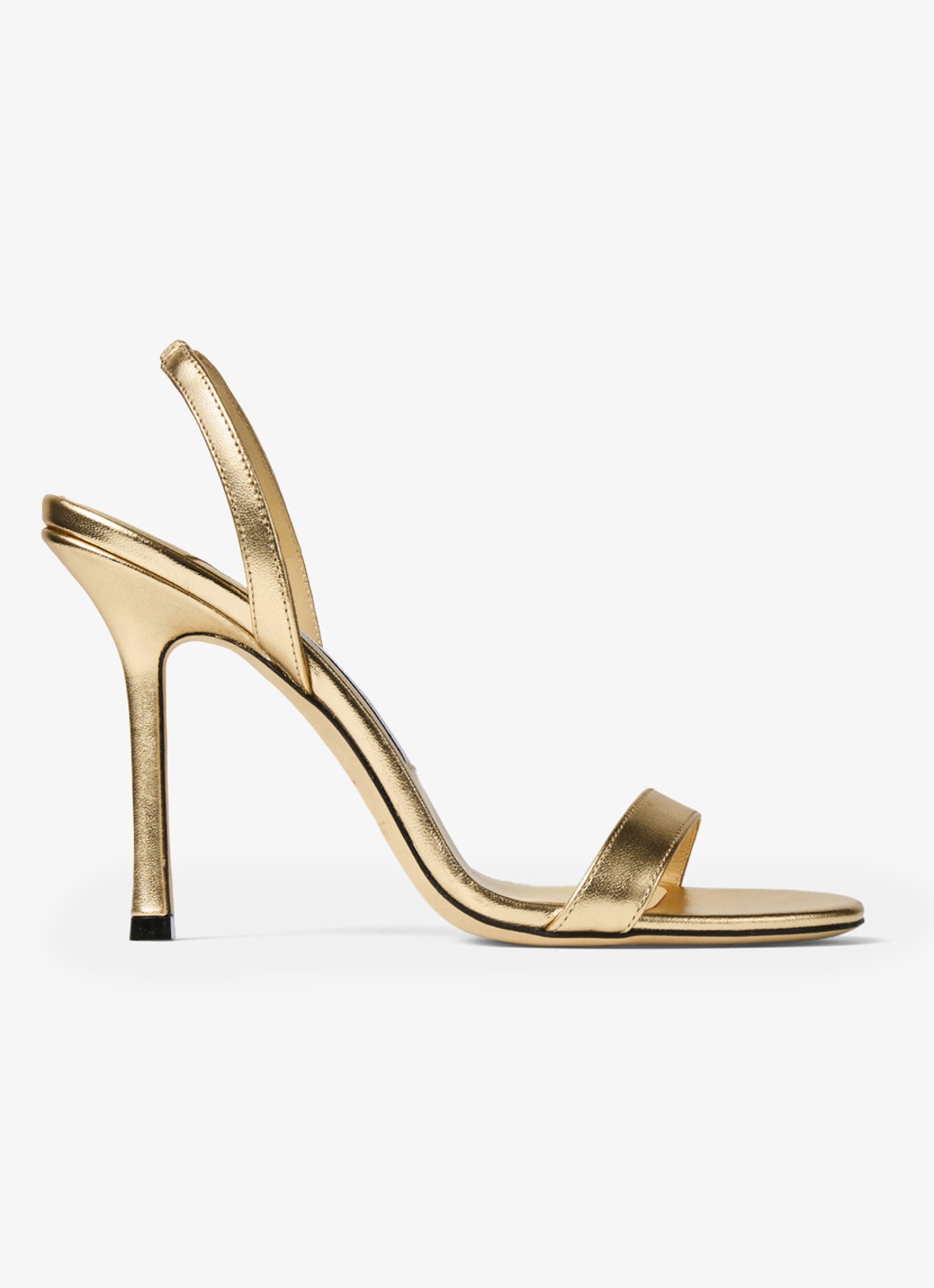 Jimmy Choo Jenn 100 sandalette van lamsleer met metallic finish - voorkant 2 goud