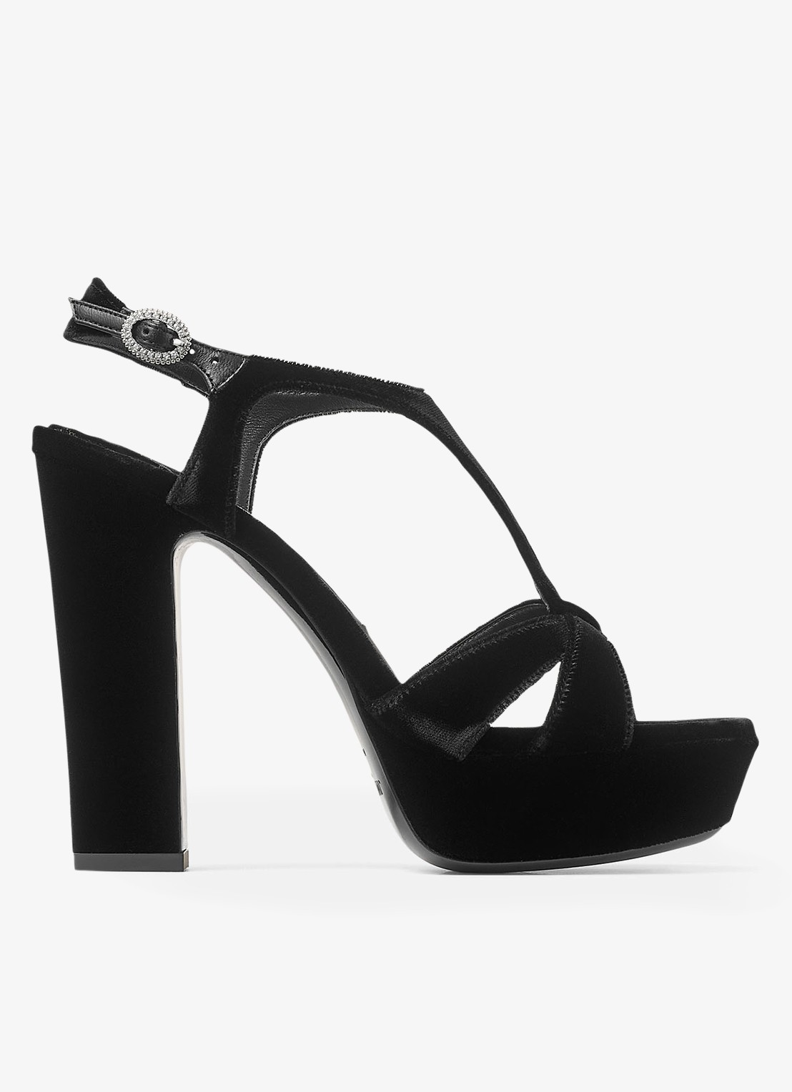 Jimmy Choo Kesia 120 sandalette van fluweel - voorkant 2 zwart