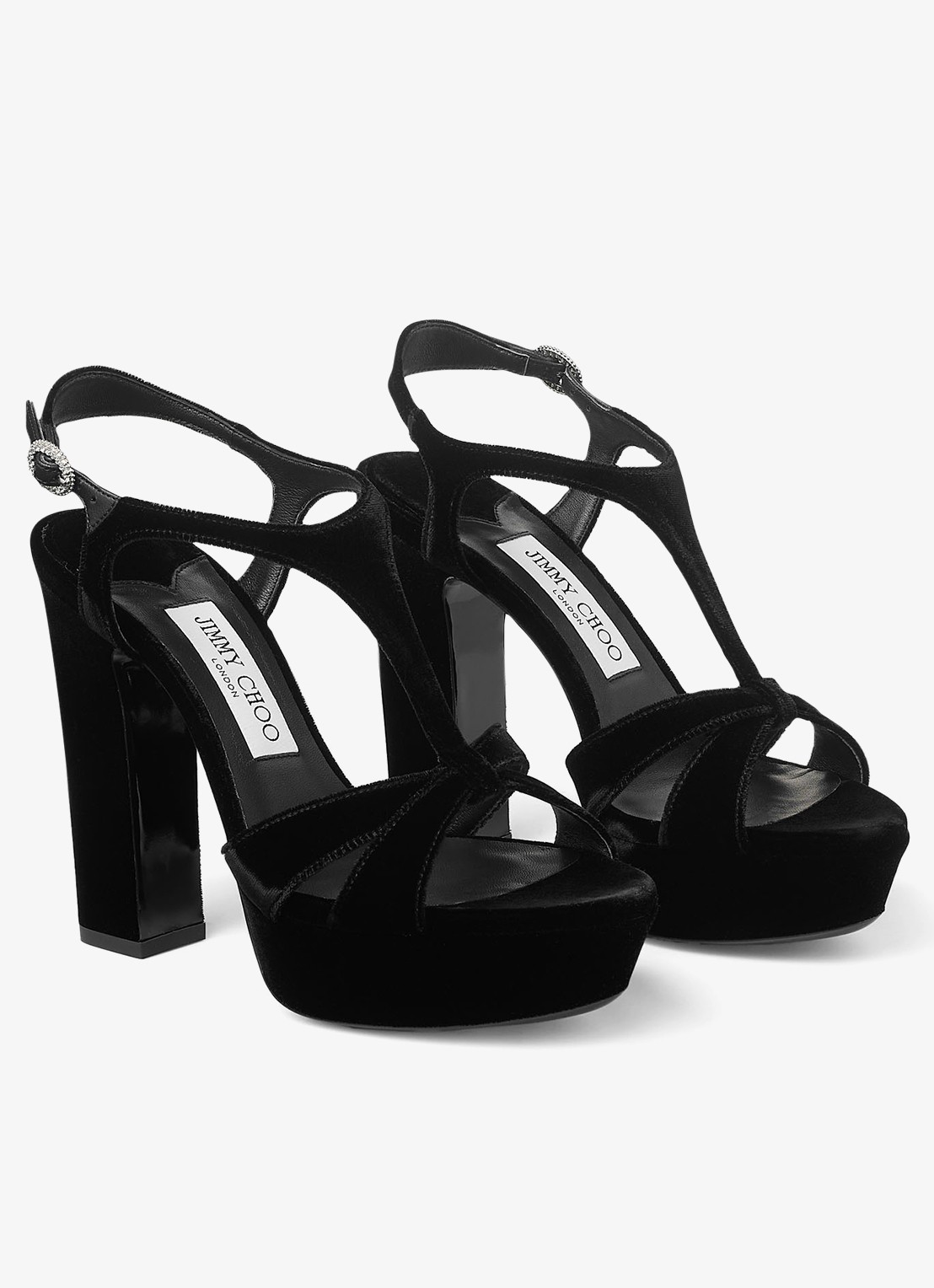 Jimmy Choo Kesia 120 sandalette van fluweel - voorkant 3 zwart