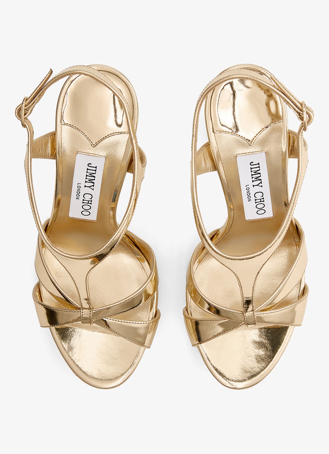Jimmy Choo Kesia 120 sandalette van kalfsleer met metallic finish - detail 4 goud