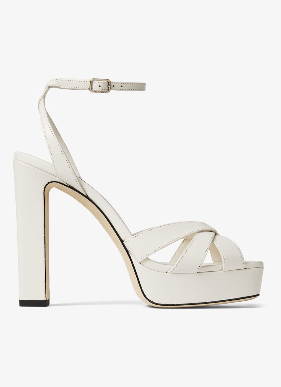 Jimmy Choo Kove 120 sandalette van lamsleer - voorkant gebroken wit